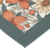 Herfst boho terracotta witte bloemen pastel blauw tafelkleed (Gekanteld)