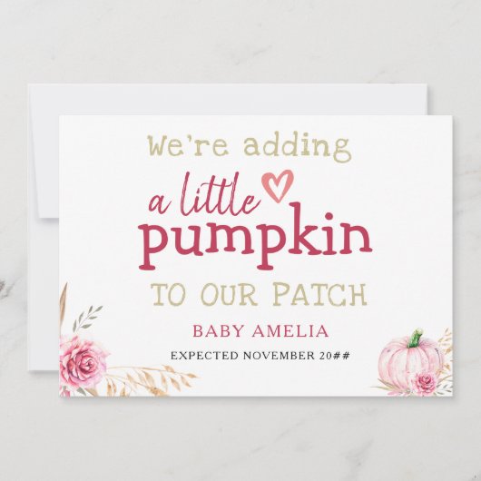 Herfst Boho Thanksgiving Pompoen Baby Aankondiging (Voorkant)