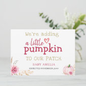 Herfst Boho Thanksgiving Pompoen Baby Aankondiging (Staand voorkant)