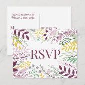 Herfst Boho tuin paars gele bloem Uitnodiging Briefkaart (Voorkant / Achterkant)