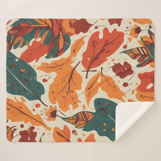 Herfst Boho Vibes: boeiend tapijt van bladeren Sherpa Deken (Voorkant (horizontaal))