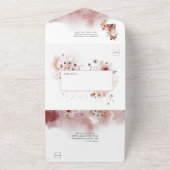 Herfst Boho Watercolor Bloemen Bruiloft | All In One Uitnodiging (Buitenkant)