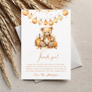 Herfst Boho Waterverf Beer Baby shower Dank u Bedankkaart