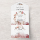 Herfst Boho Waterverf Bloem Bruiloft | All In One Uitnodiging (Binnen)