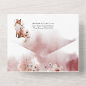 Herfst Boho Waterverf Bloem Bruiloft | All In One Uitnodiging (Achterkant)