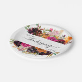 Herfst Boho Waterverf Bloemen Thanksgiving Papieren Bordje (Gekanteld)