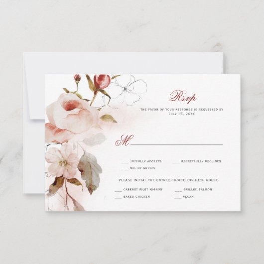 Herfst Boho Waterverf Bloemmotief RSVP Kaartje (Voorkant)