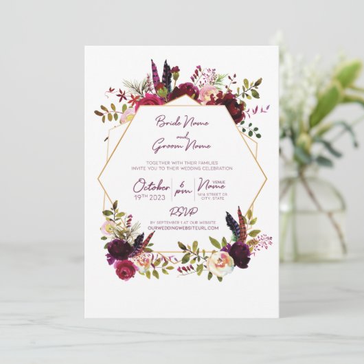 Herfst Boho Wedding Uitnodiging (Staand voorkant)