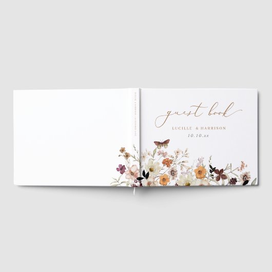 Herfst Boho Wild Flowers Bruiloft Gastenboek (Volledig)