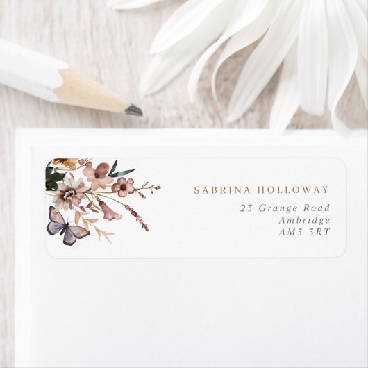 Herfst Boho Wild Flowers Retouradres Etiket (Insitu)