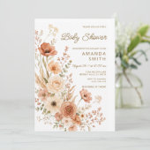 HERFST Boho Wilde Bloem Baby Shower Kaart (Staand voorkant)