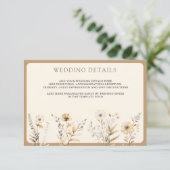 Herfst Boho Wilde Bloem Bruiloft Details Informatiekaartje (Staand voorkant)