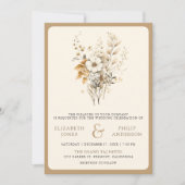 Herfst Boho Wilde Bloem Foto QR Code Trouwen Kaart (Voorkant)