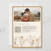 Herfst Boho Wilde Bloem Foto QR Code Trouwen Kaart (Achterkant)