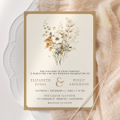 Herfst Boho Wilde Bloem Foto QR Code Trouwen Kaart