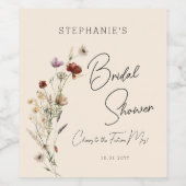 Herfst Boho Wilde Bloemen Bruidsfeest Wijn Etiket (Enkel label)