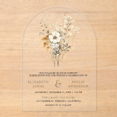 Herfst Boho Wilde Bloemen Bruiloft Acryl Uitnodigingen (Voorkant)