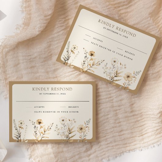 Herfst Boho Wilde Bloemen Bruiloft RSVP Kaartje