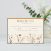 Herfst Boho Wilde Bloemen Bruiloft RSVP Kaartje (Staand voorkant)