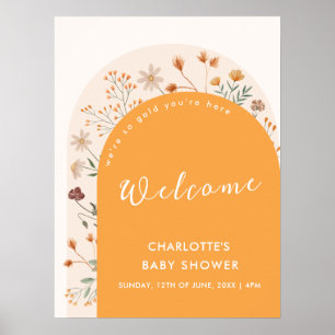 Herfst Boho Wildflower Arch Baby shower Welkom Poster