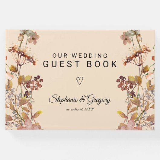 Herfst Boho Wildflower bruiloft Gastenboek (Voorkant)
