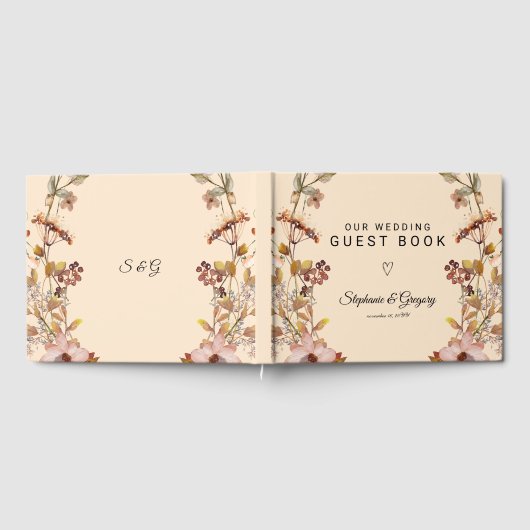 Herfst Boho Wildflower bruiloft Gastenboek (Volledig)