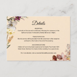 Herfst Boho Wildflower bruiloft Informatiekaartje