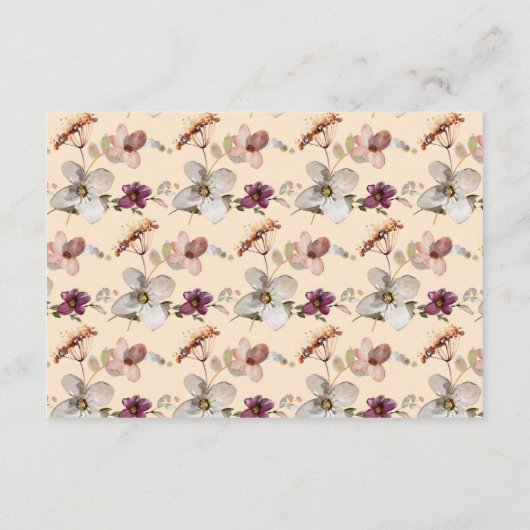 Herfst Boho Wildflower bruiloft Informatiekaartje (Achterkant)