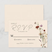 Herfst Boho Wildflower bruiloft RSVP Kaartje (Voorkant / Achterkant)