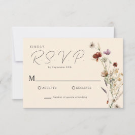 Herfst Boho Wildflower bruiloft RSVP Kaartje