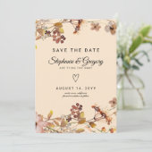 Herfst Boho Wildflower bruiloft Save The Date (Staand voorkant)