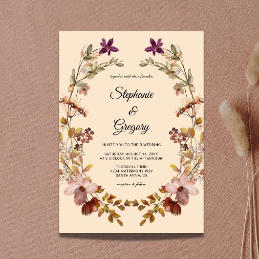 Herfst Boho Wildflower bruiloft uitnodiging