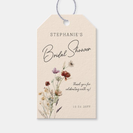 Herfst Boho Wildflower Vrijgezellenfeest Cadeaulabel (Voorkant)