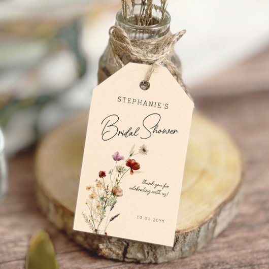 Herfst Boho Wildflower Vrijgezellenfeest Cadeaulabel