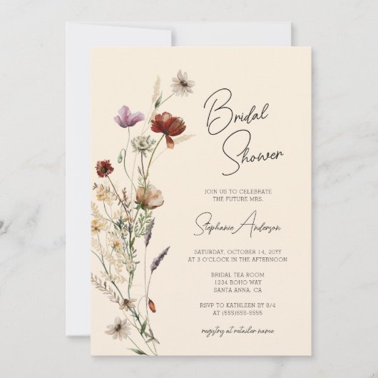 Herfst Boho Wildflower Vrijgezellenfeest Kaart (Voorkant)