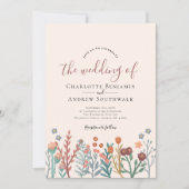 Herfst Boho Wildflowers huwelijksuitnodiging Kaart (Voorkant)