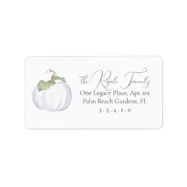 Herfst Boho Witte Pompoen Waterverf Etiket