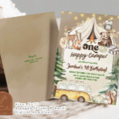 Herfst Boho Woodland Boy Happy camper 1st Birthday Kaart