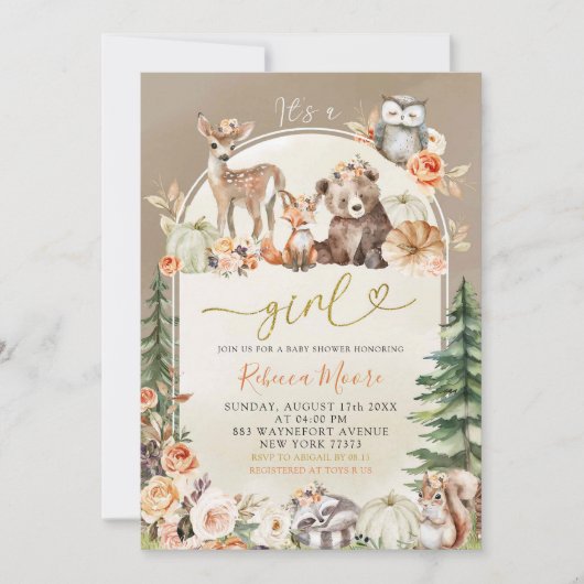 Herfst Boho Woodland Forest Baby shower Kaart (Voorkant)