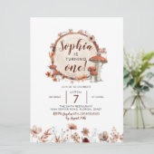 Herfst Boho Woodland Mushroom Birthday Invitation Kaart (Staand voorkant)