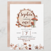Herfst Boho Woodland Mushroom Birthday Invitation Kaart (Voorkant / Achterkant)