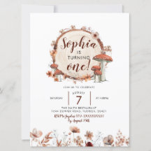 Herfst Boho Woodland Mushroom Birthday Invitation