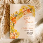 Herfst Boho Yellow Flowers Script baby shower Kaart