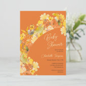Herfst Boho Yellow Flowers Script baby shower Kaart (Staand voorkant)