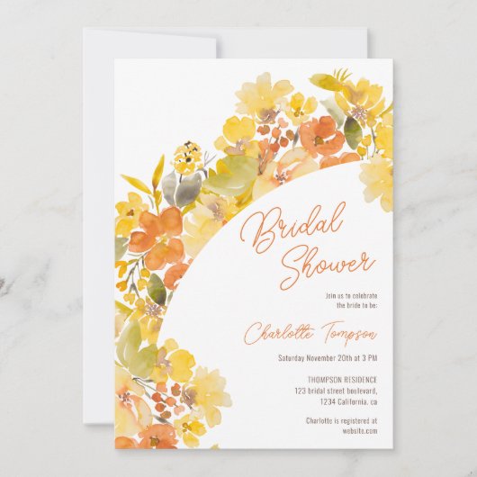 Herfst Boho Yellow Flowers Script vrijgezellenfees Kaart (Voorkant)