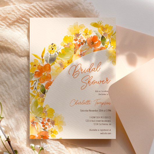 Herfst Boho Yellow Flowers Script vrijgezellenfees Kaart