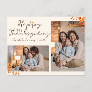 Herfst Bomen Gelukkig Thanksgiving   Familie Twee  Feestdagenkaart
