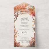 herfst bomen herfst bruiloft all in one uitnodiging (Binnen)