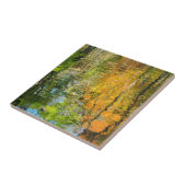 "HERFST BOMEN IN WATER": KERAMISCHE TIL/TRIVET TEGELTJE (Zijkant)