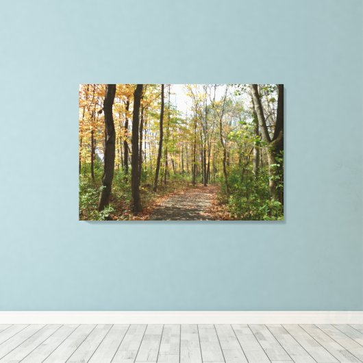 Herfst Bomen op Wandelpad Grote Canvas Print (Insitu (Houten vloer))